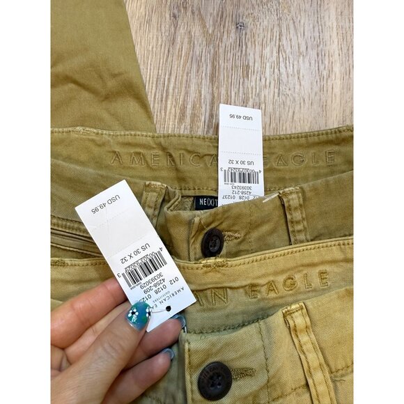 American Eagle Men's Khaki Slim Straight Next Level Flex Pants Size 30x32 NWT - Picture 4 of 7